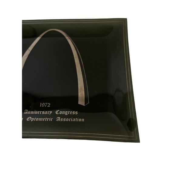 1972 Smoked Glass Trinket Dish 75th Anniversary Congress American Optometric - Picture 4 of 5